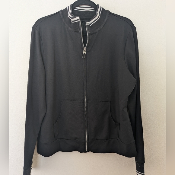 Vintage Talbots Black/White Athletic Jacket sz XL Activewear Athleisure - Picture 1 of 13